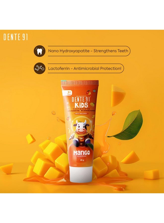 DENTE91 Kids Toothpaste, Protects Against Dental Caries & Hypersensitivity, Fluoride Free, Mango Flavour - 45G  - Image 4