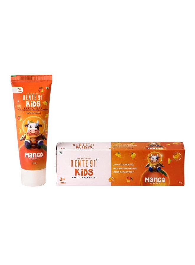 DENTE91 Kids Toothpaste, Protects Against Dental Caries & Hypersensitivity, Fluoride Free, Mango Flavour - 45G  - Image 1
