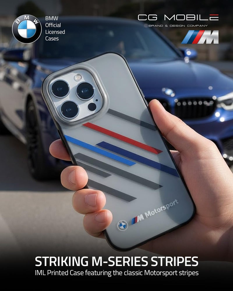 CG MOBILE BMW [Official Licensed], Protective Case Designed for iPhone 16 Pro |Motorsport | IML Printed Case Random Stripes - Grey - Image 2
