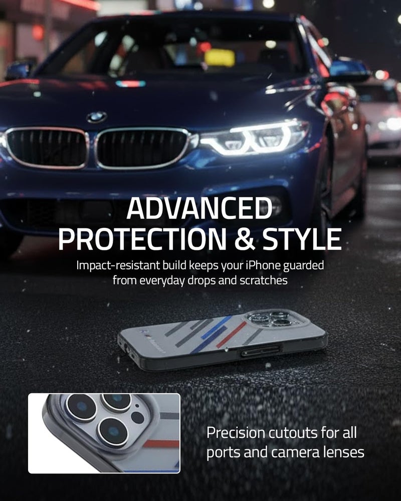 CG MOBILE BMW [Official Licensed], Protective Case Designed for iPhone 16 Pro |Motorsport | IML Printed Case Random Stripes - Grey - Image 5