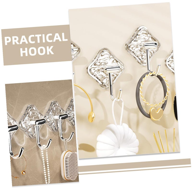 4Pcs Glacier Texture Heavy Duty Adhesive Wall Hooks for Bathroom Towel Robe Home Organization - Image 4