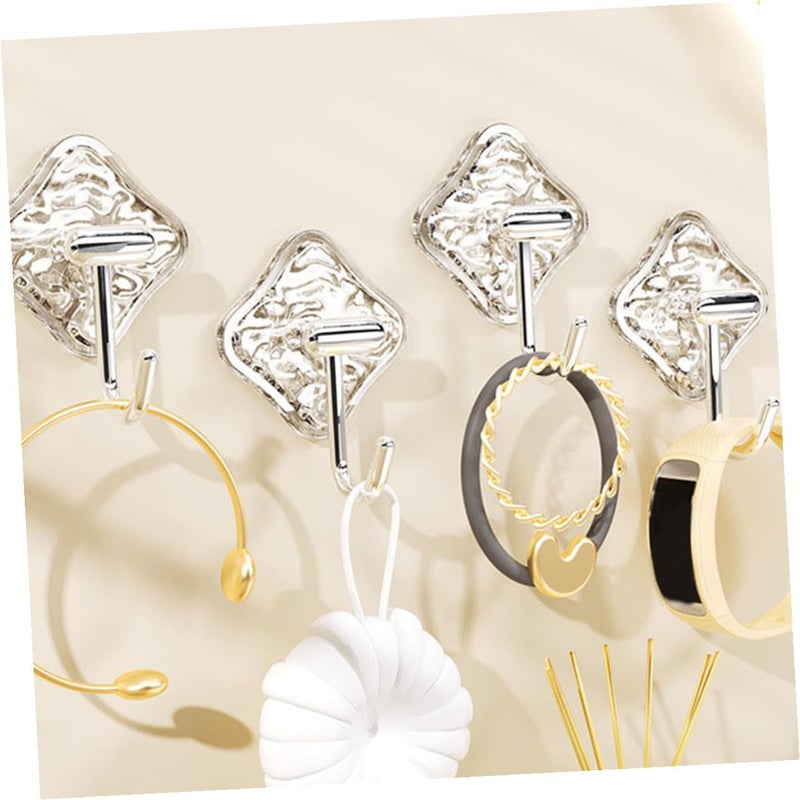 4Pcs Glacier Texture Heavy Duty Adhesive Wall Hooks for Bathroom Towel Robe Home Organization - Image 5