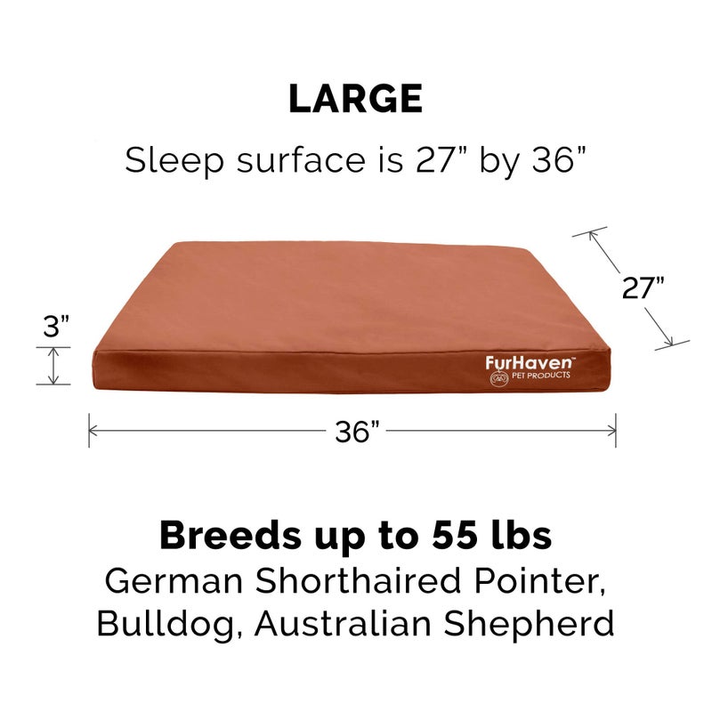 Furhaven Replacement Dog Bed Cover Water-Resistant Indoor/Outdoor Logo Print Oxford Polycanvas Mattress, Washable - Chestnut, Large - Image 3