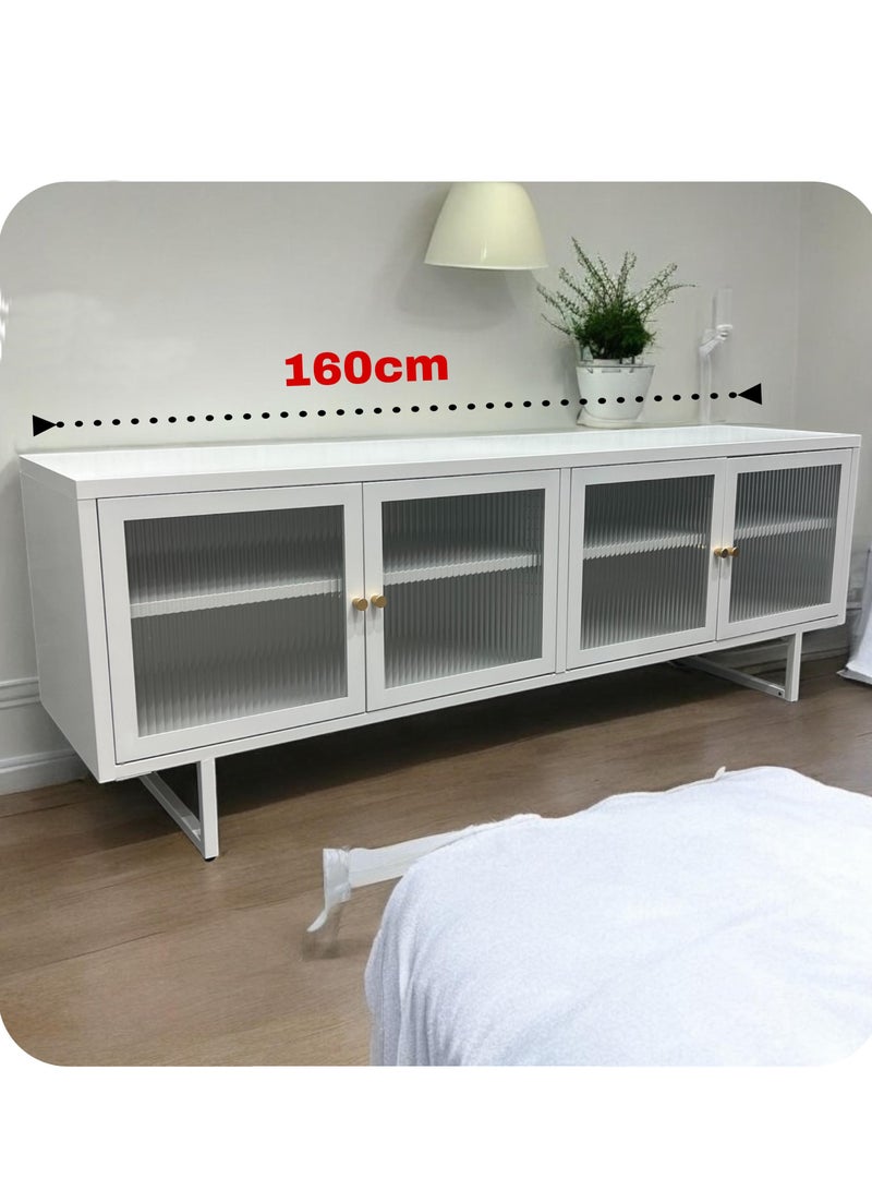 Living Modern Glass Doors TV Table, With Shelf 160 CM