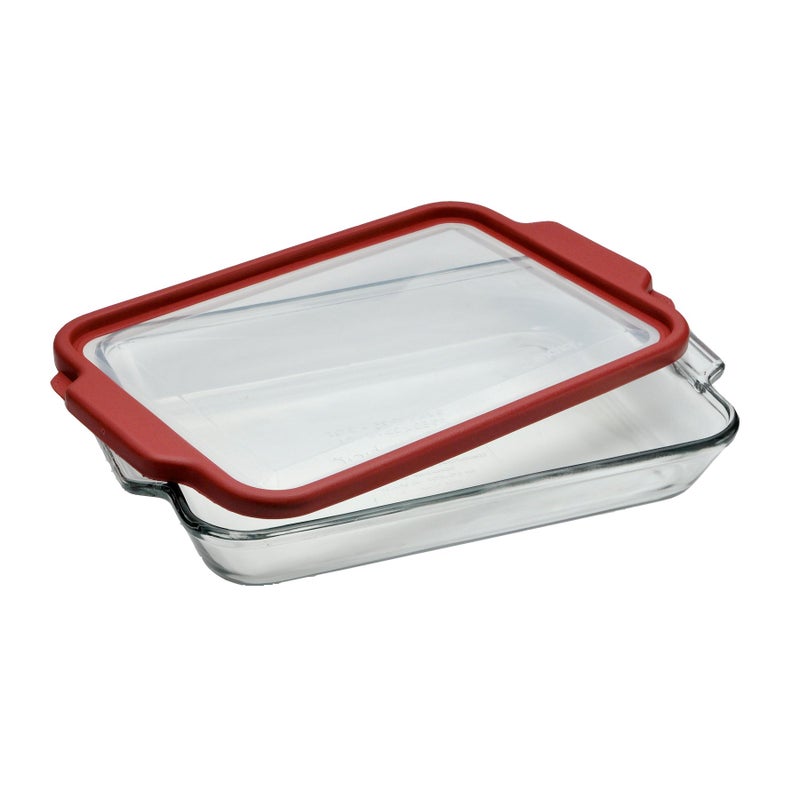 Anchor Hocking 3quart Glass Baking Dish with Airtight TrueFit Lid Cherry Red Set of 1