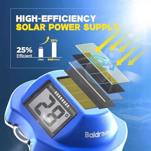 BaldrTherm بالدرثيرم مقياس حرارة حمام السباحة الشمسي الرقمي العائم، دقة عالية شاشة كبيرة بدون ضباب مع شاشة عرض مزدوجة لحمام السباحة، حوض السمك، السبا، الينابيع الساخنة، البرك - Image 2