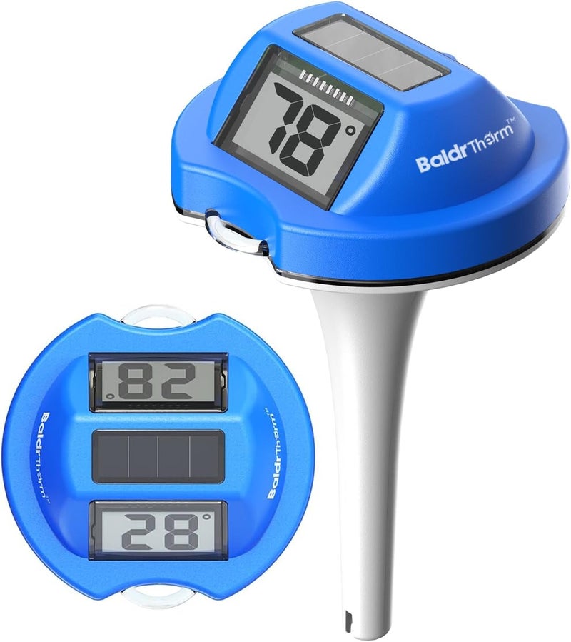 BaldrTherm بالدرثيرم مقياس حرارة حمام السباحة الشمسي الرقمي العائم، دقة عالية شاشة كبيرة بدون ضباب مع شاشة عرض مزدوجة لحمام السباحة، حوض السمك، السبا، الينابيع الساخنة، البرك - Image 4