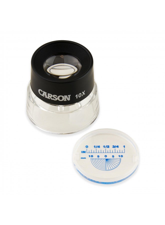 Carson LumiLoupe 10x Power Pre-Focused Stand Magnifier With Dual Lens and Snap-On Reticle (LL-20) - Image 1