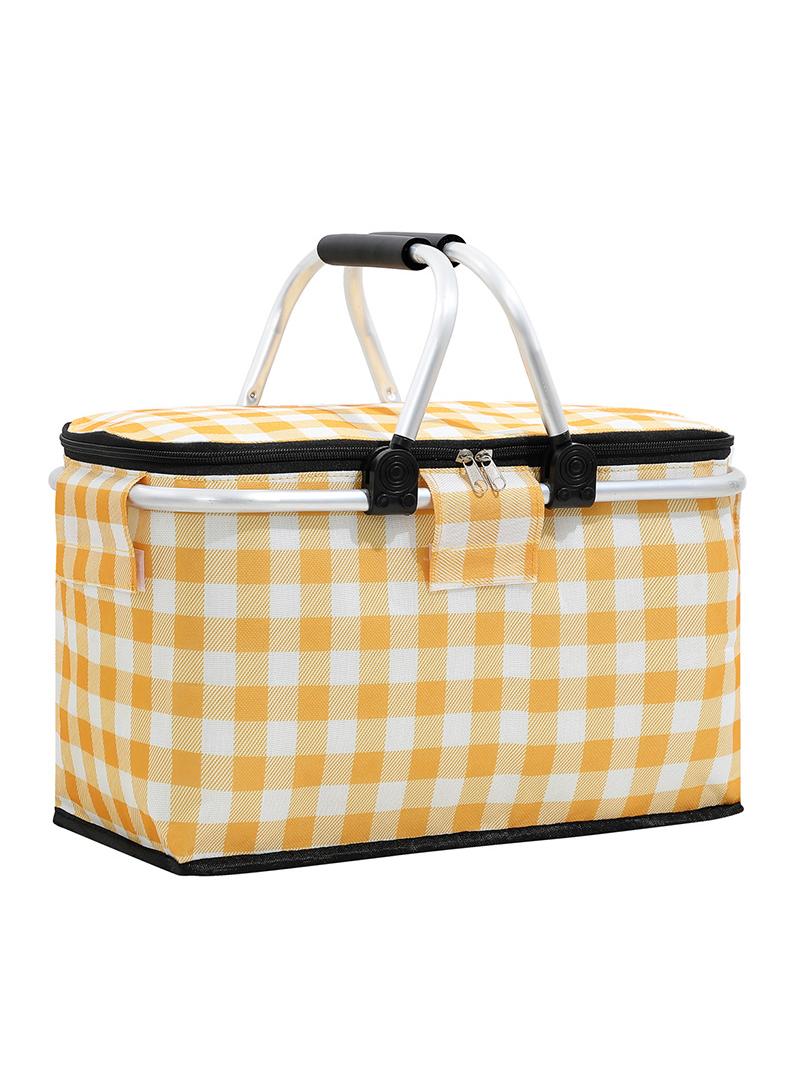 Bluejw Picnic Basket 20L Portable Collapsible Cooler Bag Grocery Bag Shopping Basket With Aluminium Handles For Shopping, Travel, Camping  - Image 1