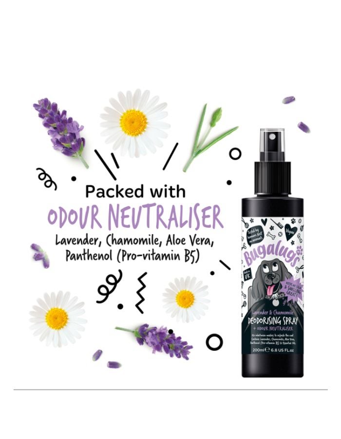 Bugalugs Lavender & Chamomile Dog Deodorising Spray 200ml – Soothes Skin & Freshens Coat - Image 3
