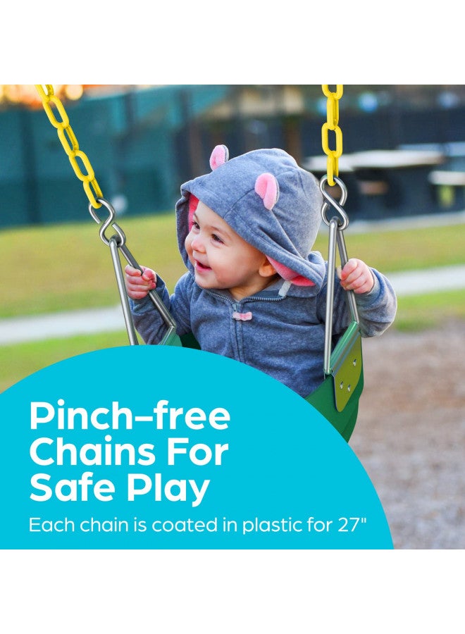Jungle Gym Kingdom Toddler Swing - Heavy Duty, High Back, Full Bucket Baby Swing Seat with Coated Chains for Outdoor Use - Fully Assembled - Green - Image 2