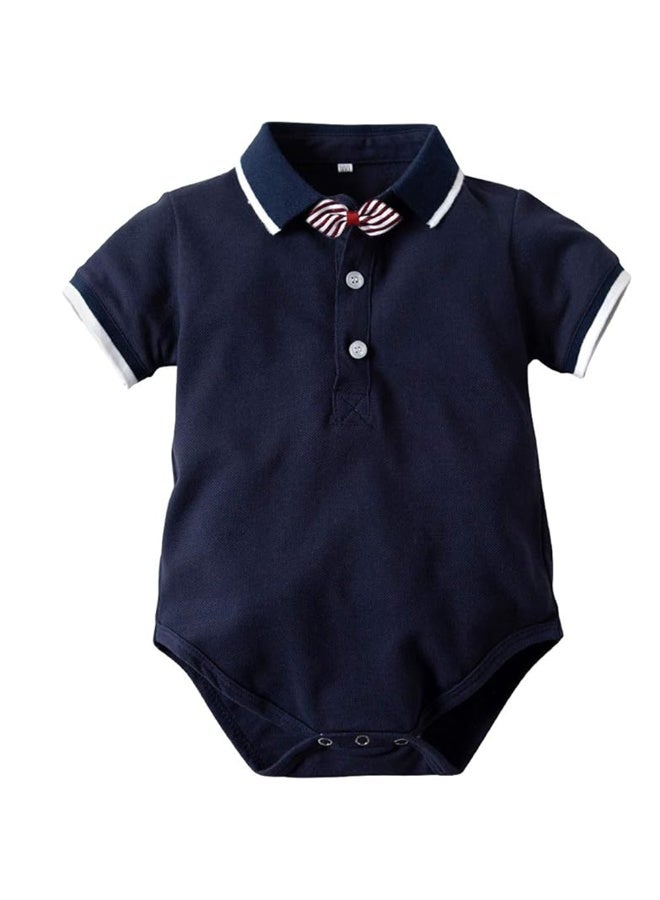 MiniMe Baby Boys Gentleman 4-Piece Set | 0-9 Months | Beige & Navy | Cotton Blend | Includes Shirt, Vest, Pants, Bow Tie | Soft & Comfortable | Stylish | Easy To Wear | Perfect For Special Occasions - Image 5