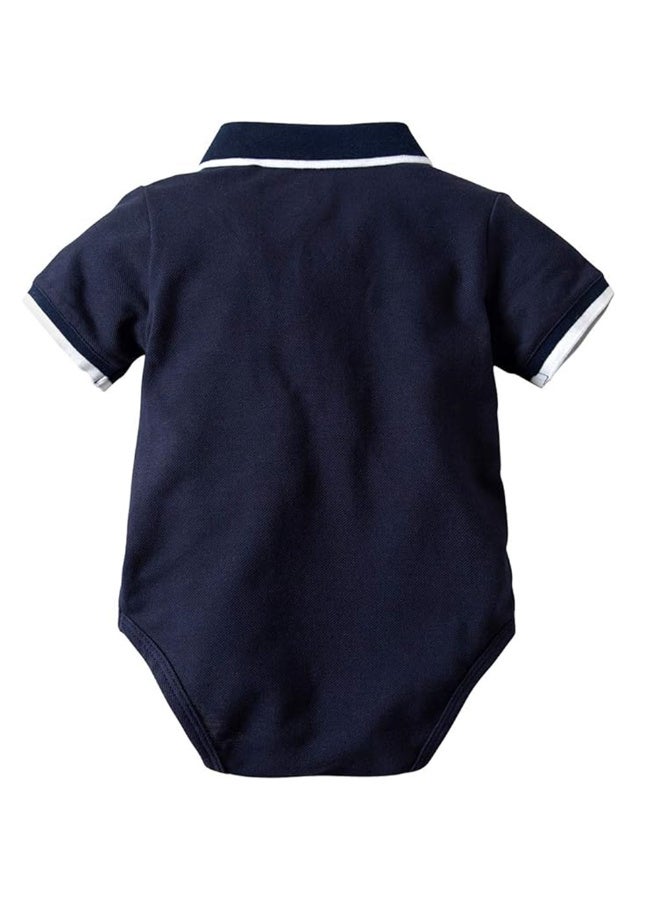 MiniMe Baby Boys Gentleman 4-Piece Set | 0-9 Months | Beige & Navy | Cotton Blend | Includes Shirt, Vest, Pants, Bow Tie | Soft & Comfortable | Stylish | Easy To Wear | Perfect For Special Occasions - Image 4