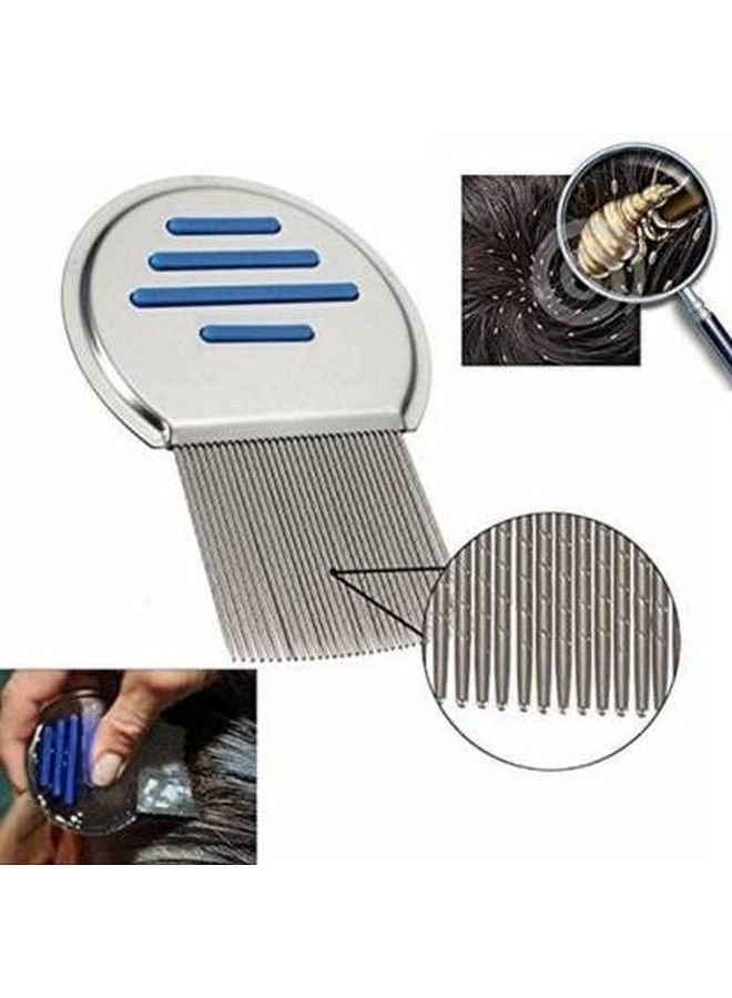 Alexvyan 2 Pcs Combosilver Nit Comb For Head Lice Treatment Removes Nits & Hair Brush Rake Hairbrush Cleaner Of Metal Wire With Handle For Home And Salon - Image 3