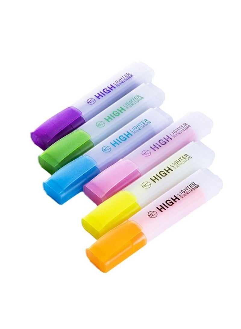 6 Piece Set Of Aesthetic Highlighter, Marker, Quick Drying (6 Colors, Yellow Green, Blue, Purple, Orange Red) - Image 1