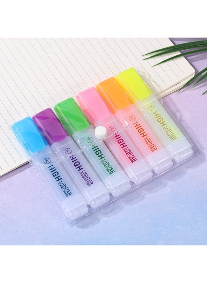 6 Piece Set Of Aesthetic Highlighter, Marker, Quick Drying (6 Colors, Yellow Green, Blue, Purple, Orange Red) - Image 3