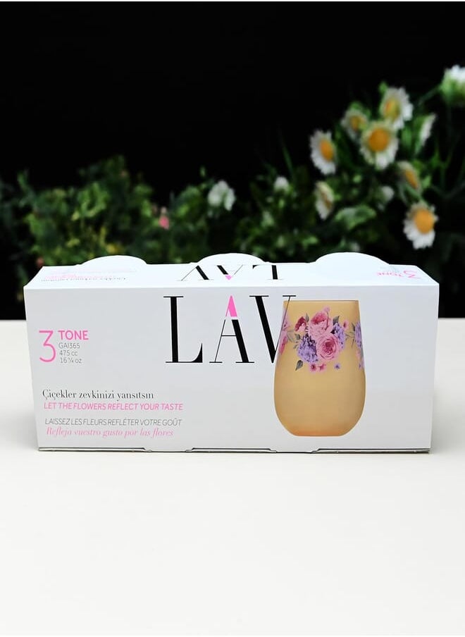 LAV - LAV TONE Glass / 475 cc - 16.25 Oz / 3 Pcs/Elegant design, Trusted Brand, Attractive shape of Water, Soft Drink, Smoothies, Juices, Cocktails/High Quality Materials - Image 1