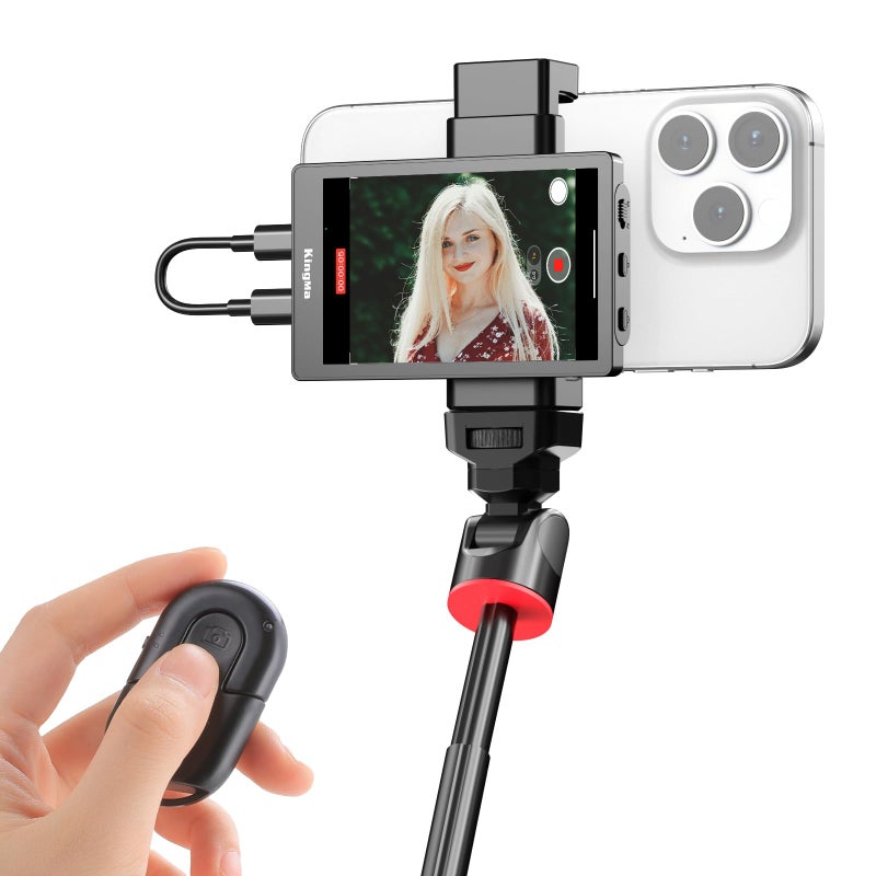 King Ma Selfie Monitor Screen for iPhone 4K 30fps Vlog Screen with Bluetooth Remote Wired Rear Camera Magnetic Phone Vlog Selfie Monitor Screen for Vlog Live Stream TikTok - Image 2