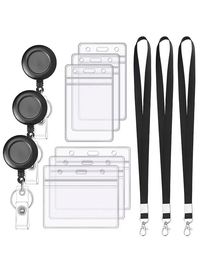 12 Pcs Id Card Badge Holder with Lanyard, Office Badge Holder with Retractable Lanyard, Retractable Keychain ID Badge Holder, Removable Lanyard Card Protector for Office Worker Nurse Teacher Student - Image 1