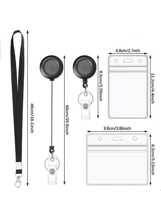 12 Pcs Id Card Badge Holder with Lanyard, Office Badge Holder with Retractable Lanyard, Retractable Keychain ID Badge Holder, Removable Lanyard Card Protector for Office Worker Nurse Teacher Student - Image 2