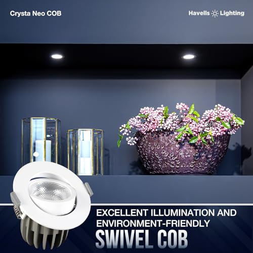 Havells Crysta NEO Swivel COB Spotlight 15W 3K Ceiling Light Energy Efficient Beam Angle of 36° Long Life of 25000 Burning Hours Metal Body COB,Aluminum DIE CAST,80 Lumen Per Watt 6500K - Image 5
