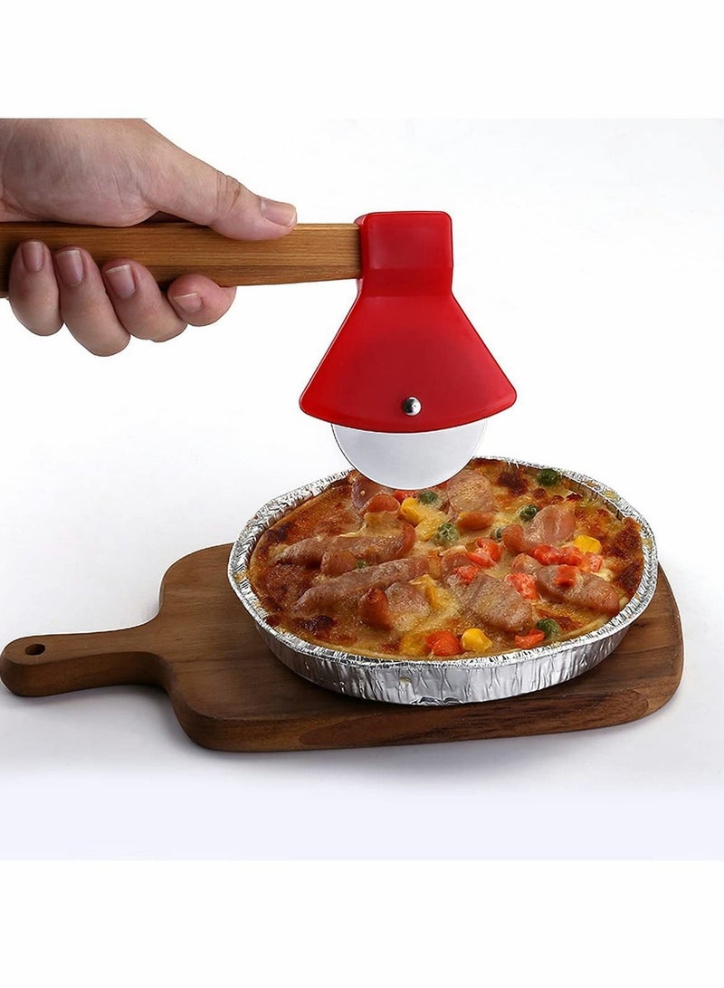 نيبمينينت pizza cutter, Pizza Cutter Safe Axe Shape Wheel Slicer with Anti-Slip Grip Handle for Bread Cakes, 3 Pieces - Image 4