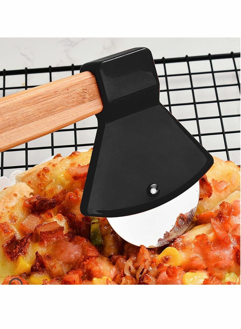 نيبمينينت pizza cutter, Pizza Cutter Safe Axe Shape Wheel Slicer with Anti-Slip Grip Handle for Bread Cakes, 3 Pieces - Image 3