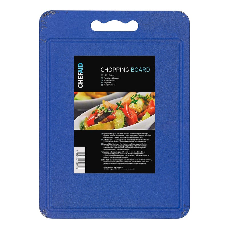 Chef Aid Large Blue Poly Chopping Board Multipurpose AntiSlip Surface Easy Clean and Dishwasher Safe with Handle Measures 40 x 30cm Other Colour Options Available
