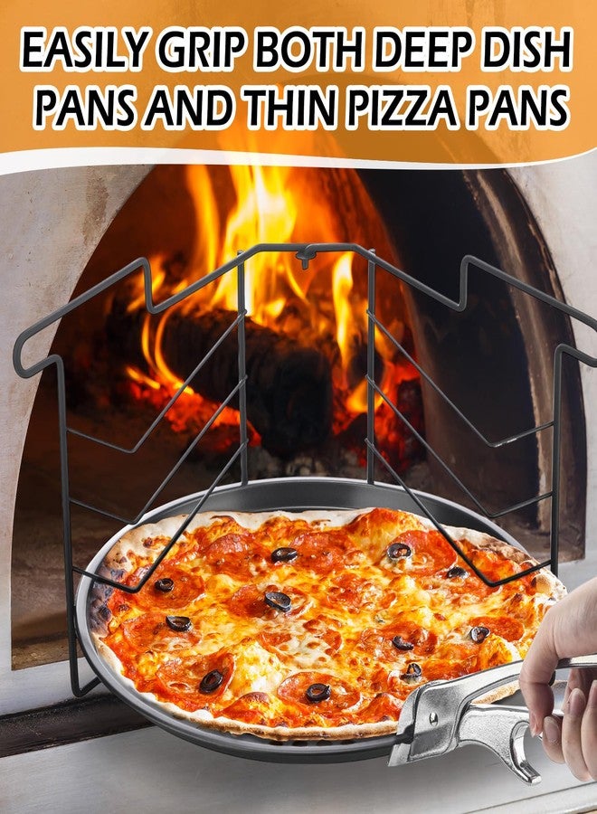 Maxdot 5 Pcs Pizza Baking Tray Set 3 Pcs 12.6" Perforated Pizza Pans with Holes 1 Folding Pizza Rack Non Stick Pizza Stand 1 Pizza Pan Gripper for Oven Grill Baking Accessories Home Restaurant Party - Image 5