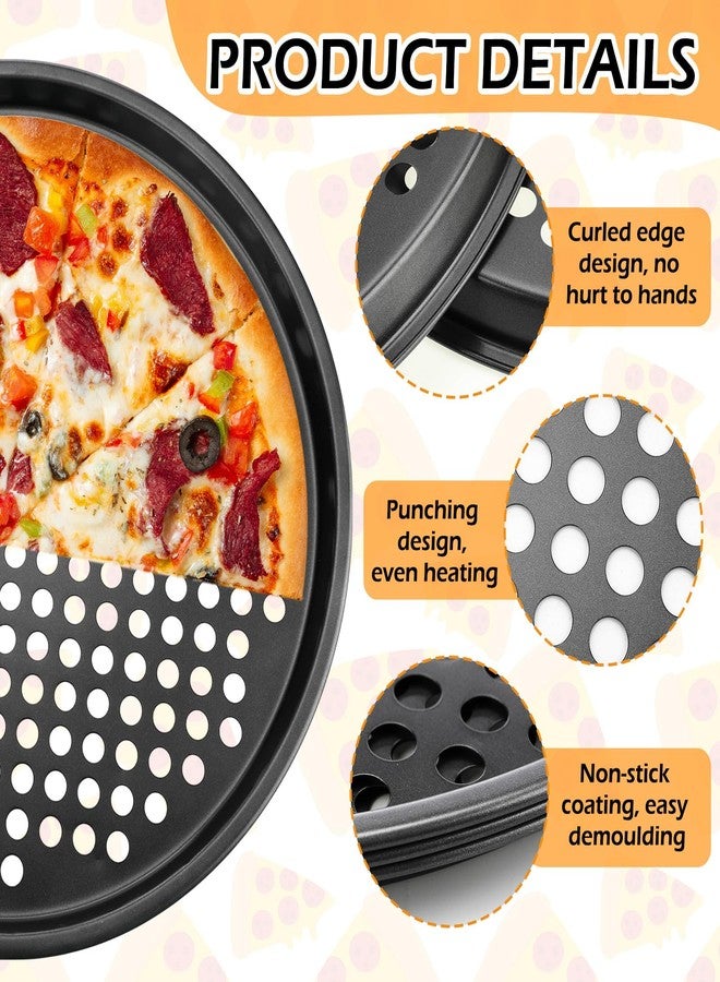 Maxdot 5 Pcs Pizza Baking Tray Set 3 Pcs 12.6" Perforated Pizza Pans with Holes 1 Folding Pizza Rack Non Stick Pizza Stand 1 Pizza Pan Gripper for Oven Grill Baking Accessories Home Restaurant Party - Image 3