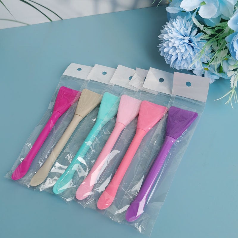 Wholesale silicone mask brush double-headed mud mask mask brush dual-use easy-to-clean makeup brush with scoop - Image 5