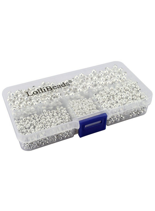 LolliBeads (R) Silver Plated Smooth Round Metal Beads Assorted Size Jumbo Pack 2100 Pcs - Image 1