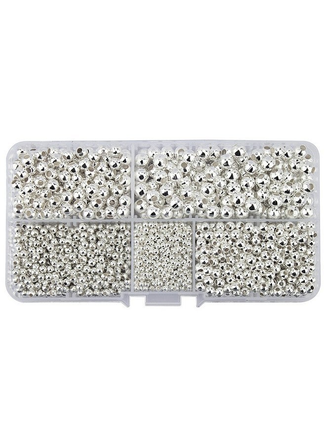 LolliBeads (R) Silver Plated Smooth Round Metal Beads Assorted Size Jumbo Pack 2100 Pcs - Image 2