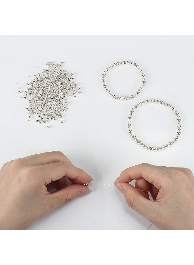 LolliBeads (R) Silver Plated Smooth Round Metal Beads Assorted Size Jumbo Pack 2100 Pcs - Image 5