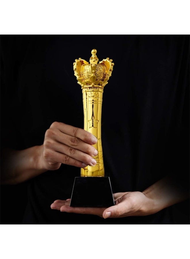 Crown of Honor trophy, resin gold trophy, hand-held trophy, excellent personal award gift, gift box packaging, customizable text (Color : Gold, Size : 8 * 8 * 29cm) - Image 2