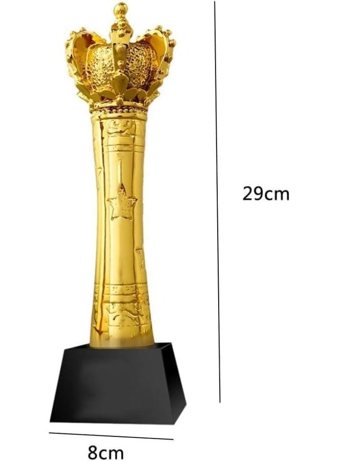 Crown of Honor trophy, resin gold trophy, hand-held trophy, excellent personal award gift, gift box packaging, customizable text (Color : Gold, Size : 8 * 8 * 29cm) - Image 3