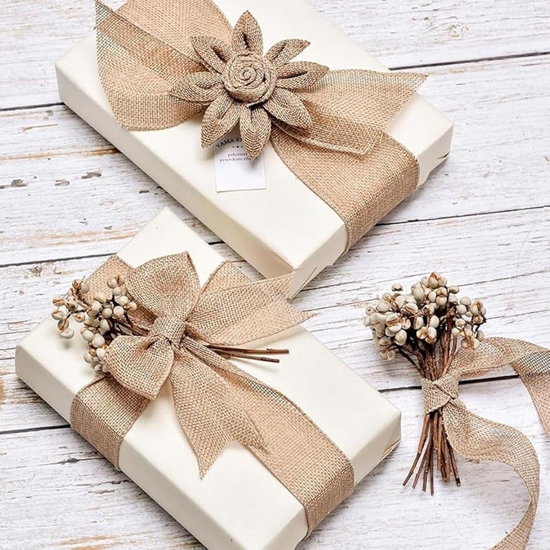 شريط قماش الجوت الطبيعي بعرض 8 بوصات (20 سم) وطول 2 متر لتزيين الحفلات والأعراس وأعياد الميلاد والأعمال الحرفية DIY - Image 5