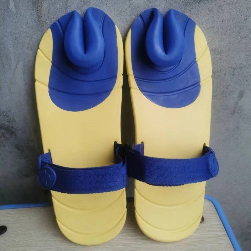Fashion Dopie Trendy Couple Slippers, Leather Thong Anti-Slip Beach Slippers, Thumb Valgus Flip-Flops Yellow blue blue ribbon
