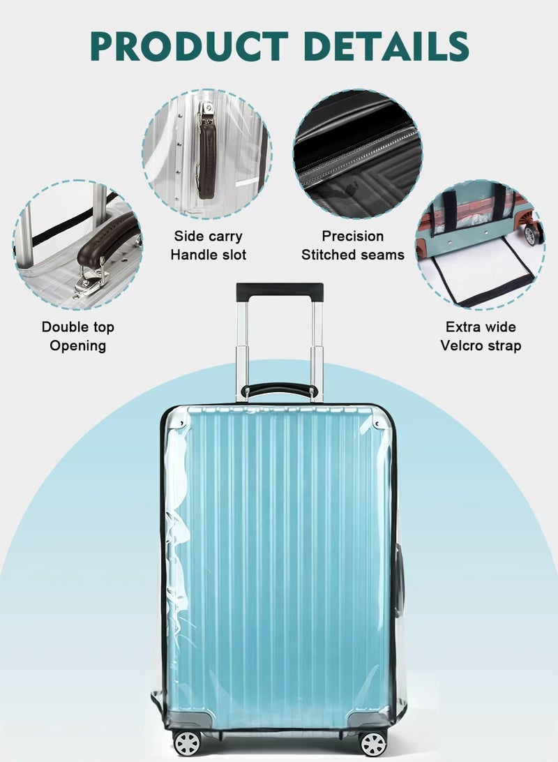 HomarKet Clear PVC Suitcase Cover Protectors 18/20/24/26/28/30/32 Inch Transparent Luggage Cover with Luggage Straps Waterproof Wheeled Suitcase Dust Cover Dustproof  and Anti-Scratch Travel Luggage Sleeve Protector 18-32 Inch Luggage Cover - Image 2