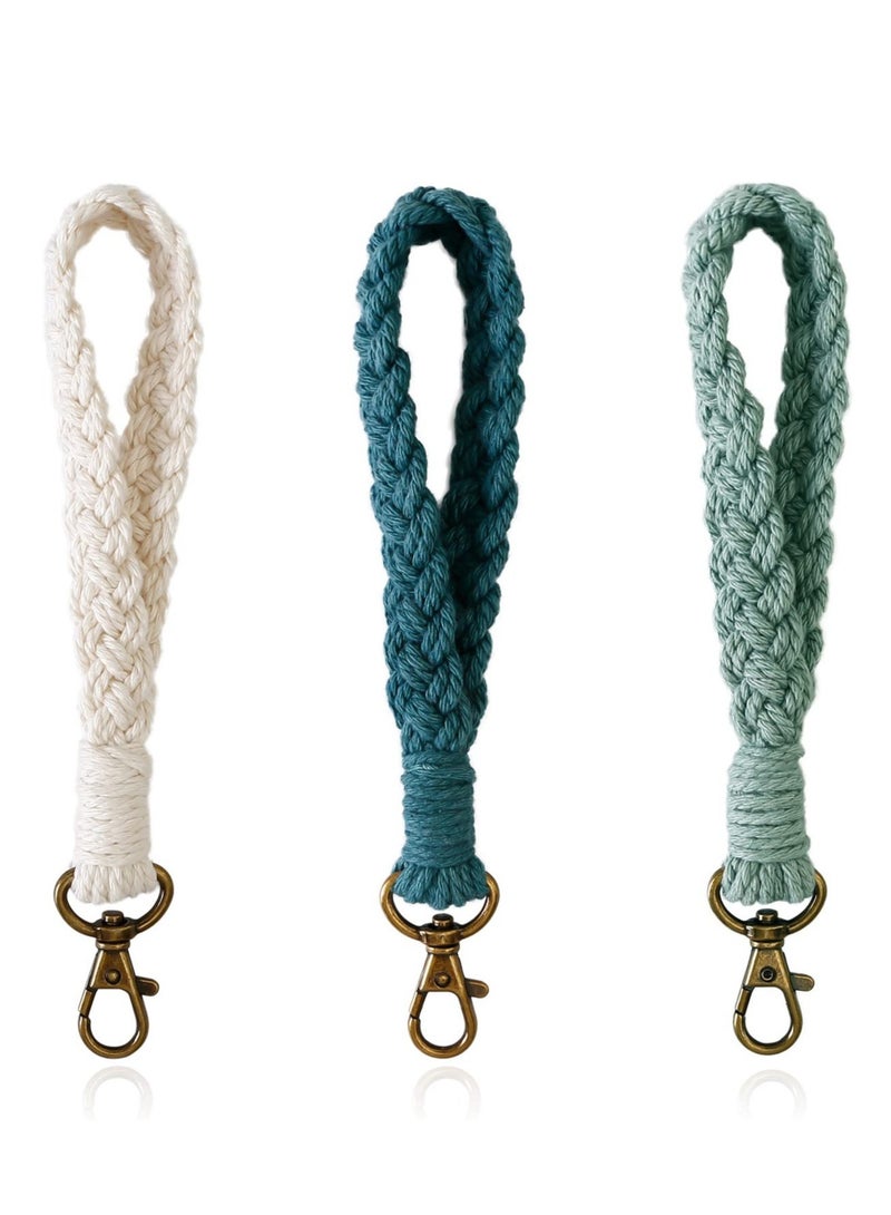 Generic Boho Macrame Keychain, Bracelet Handmade, Wristlet Keychain Keyring Holder Wrist Lanyard for Women  - Image 1