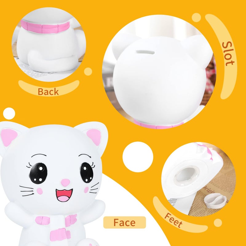 H&W Kitten Money Bank (Pink), Shatterproof Cat Piggy Bank, First Coin Bank, Best Christmas Birthday for Kids Boys Girls Home Decoration (WK19-D3) - Image 3