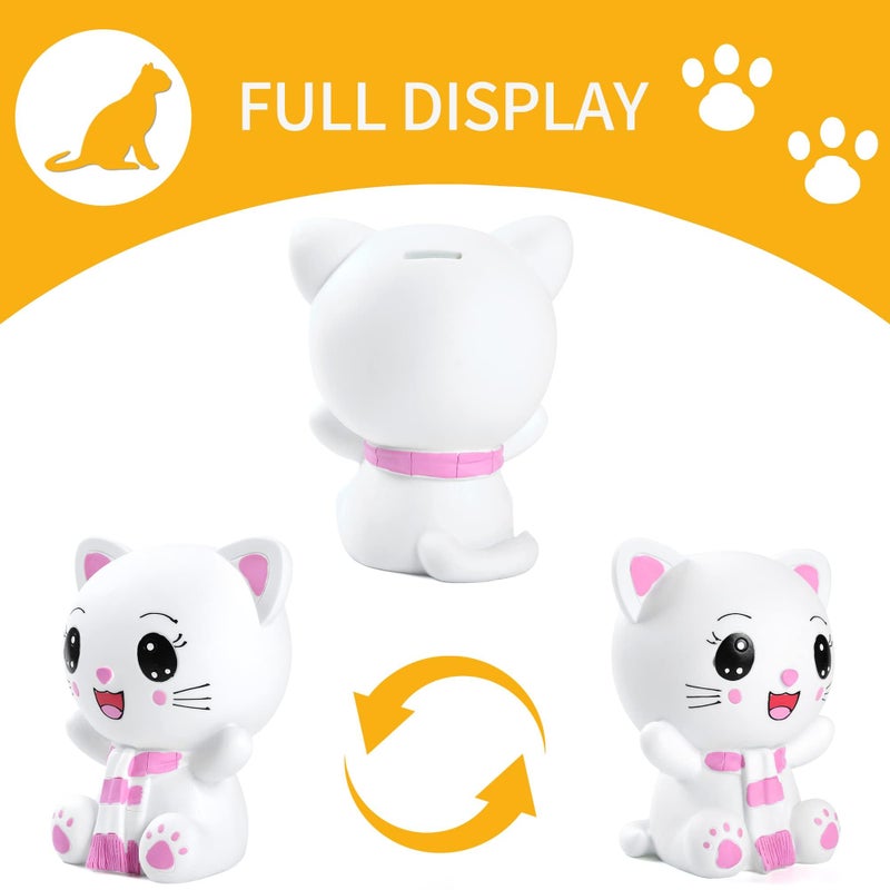 H&W Kitten Money Bank (Pink), Shatterproof Cat Piggy Bank, First Coin Bank, Best Christmas Birthday for Kids Boys Girls Home Decoration (WK19-D3) - Image 2