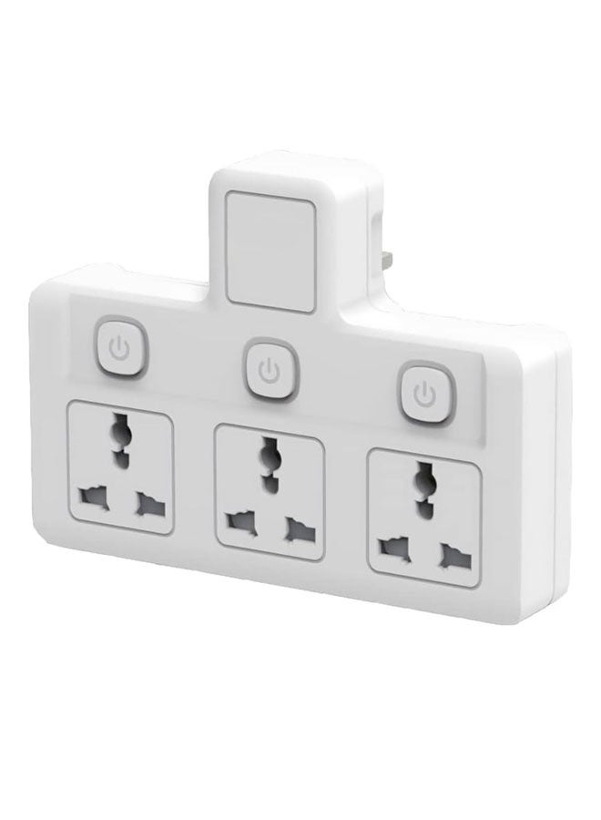 PEGANT Multi Plug Power Extension Socket Adapter, 3 Way Universal Wall Electrical Extender Outlet, UK 3 Pin Electric Power Sockets for Home, Office, Kitchen (3 Way)- White - Image 1