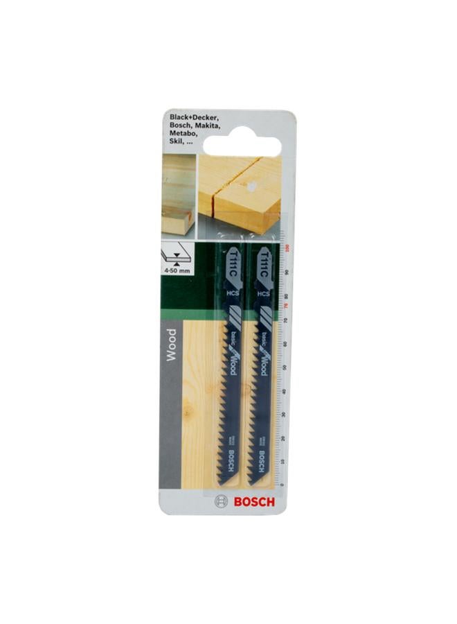 BOSCH 2-Piece T111C Wood Cutting High Carbon Steel Jigsaw Blade Dark Grey and White 100mm JE2 609 256 716 - Image 1