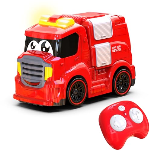 AEROQUEST Remote Control Car for Toddlers 13 Fire Truck Toy for Ages 24 Lights Sounds Emergency Cars Preschoolers Fire Engine for Boys Girls - Image 1
