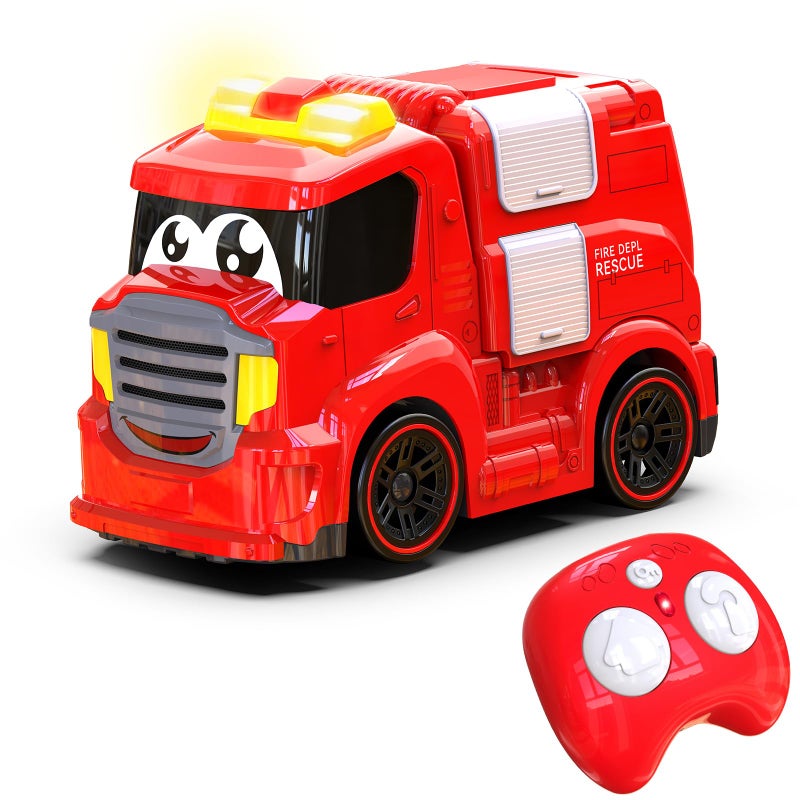 AEROQUEST Remote Control Car for Toddlers 13 Fire Truck Toy for Ages 24 Lights Sounds Emergency Cars Preschoolers Fire Engine for Boys Girls - Image 3