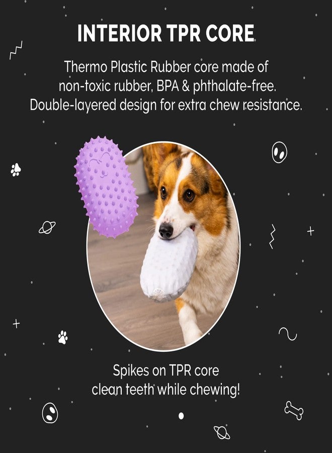 Furhaven Squeaky Dog Toy for Small/Medium Dogs w/ Spiky TPR Core for Dental Chewing - Hubble the Martian TPR Plush - Orange/Purple, One Size - Image 5