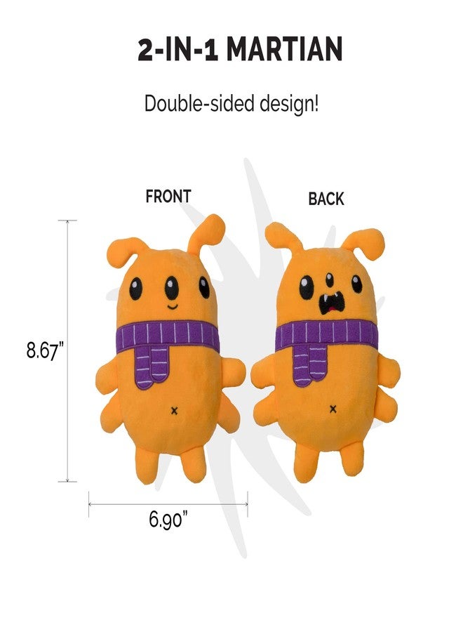 Furhaven Squeaky Dog Toy for Small/Medium Dogs w/ Spiky TPR Core for Dental Chewing - Hubble the Martian TPR Plush - Orange/Purple, One Size - Image 2