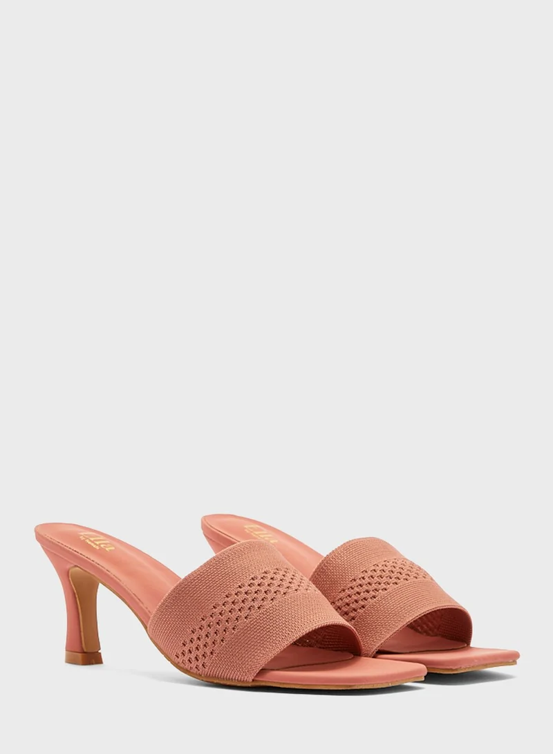 ELLA Knit Square Toe Mule Sandal