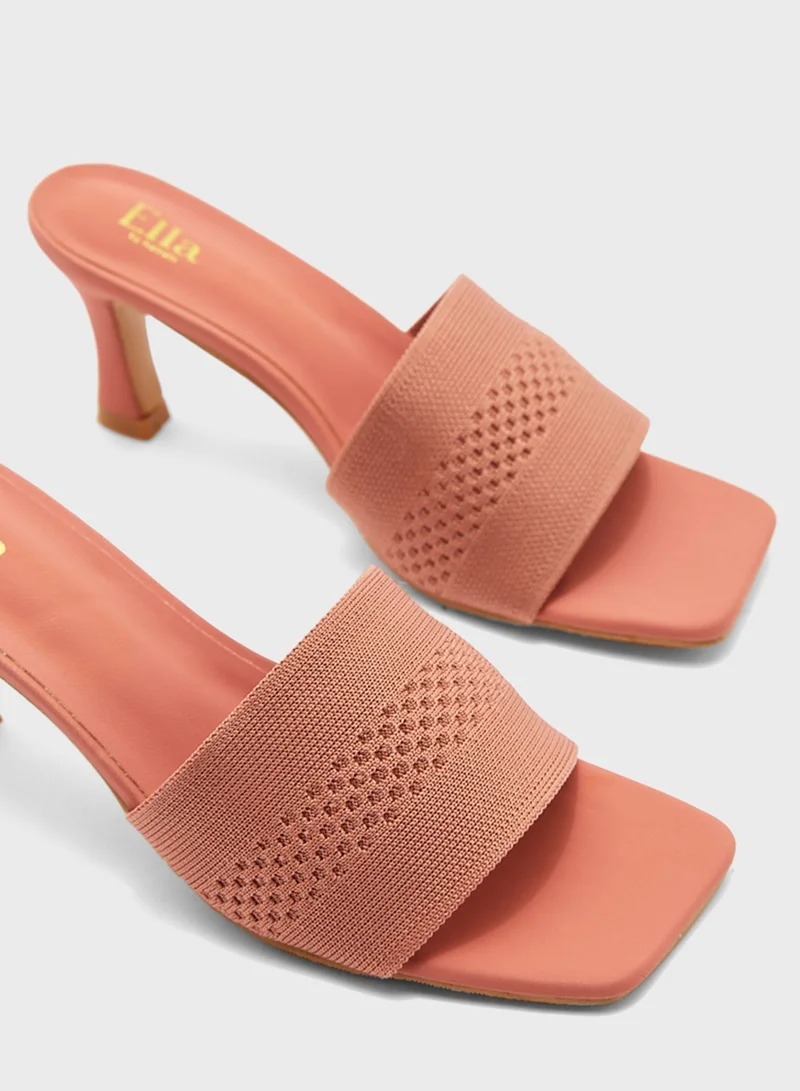 ELLA Knit Square Toe Mule Sandal